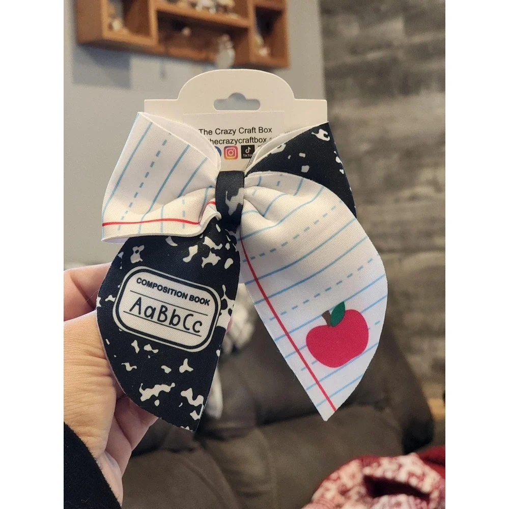 Back to School Hair Bow | Composition Notebook Bow | School Hair Clip